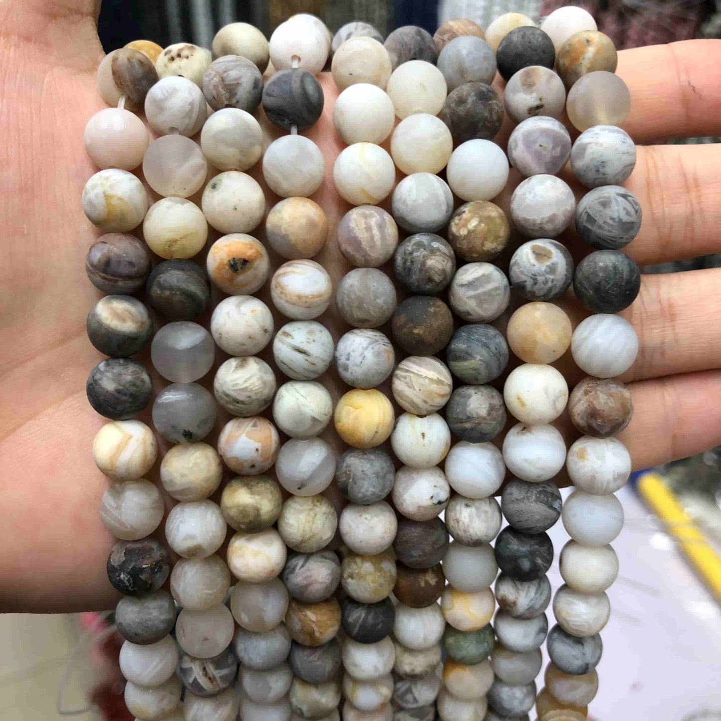 Round Matte Beads Crystal/Quartz/Jasper/Agate 4mm 6mm 8mm 10mm