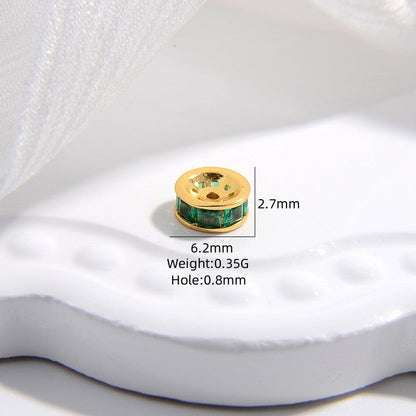 1PCS Brass Zircon Wheel Spacer Beads