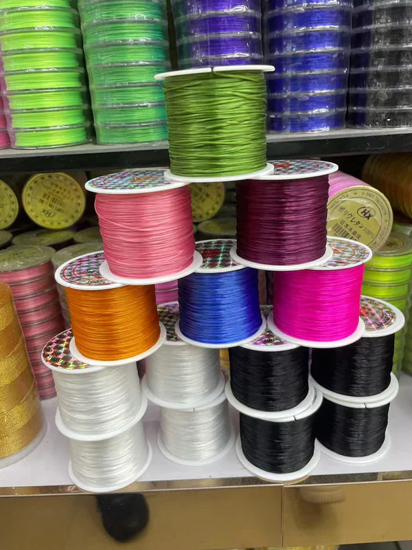 $0.99/Pcs 50M/Roll 0.8mm High Quality Japan Import Elastic Cord Crystal String for Beading Premium Stretch Polyester Thread , for DIY Jewelry Making