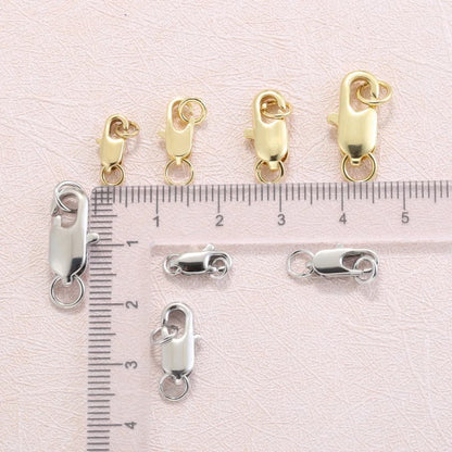 10Pcs 18K Gold Plated Brass Lobster Clasp with Open Jump Rings