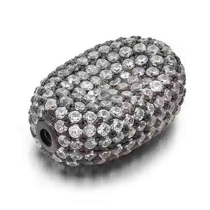 1PCS Brass Cubic Zirconia Oval Beads