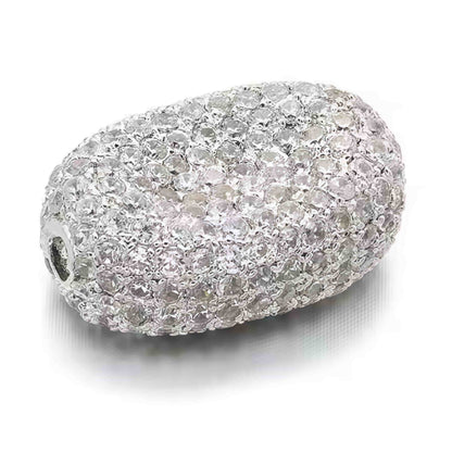 1PCS Brass Cubic Zirconia Oval Beads