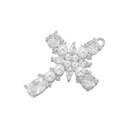 1Pcs Cross Pendants Brass Cubic Zirconia Cross Charms Necklaces