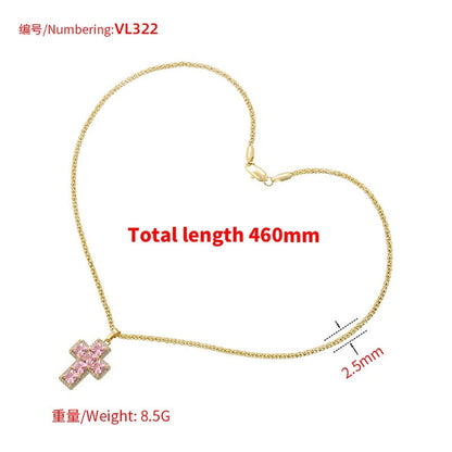 1Pcs Cross Pendants Brass Cubic Zirconia Cross Charms Necklaces