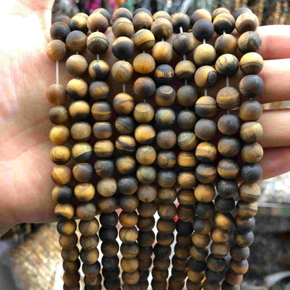 Round Matte Beads Crystal/Quartz/Jasper/Agate 4mm 6mm 8mm 10mm