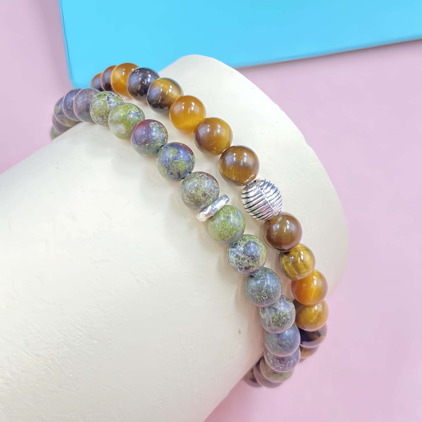 Bracelet en cristal double turquoise pour la concentration