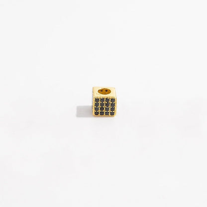 1Pcs Brass Cubic Zirconia Square Spacer Beads