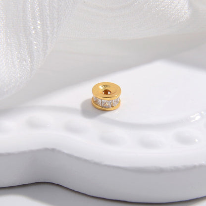 1PCS Brass Zircon Wheel Spacer Beads
