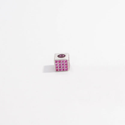 1Pcs Brass Cubic Zirconia Square Spacer Beads