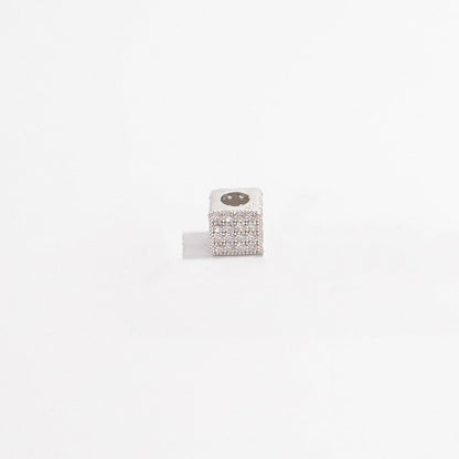 1Pcs Brass Cubic Zirconia Square Spacer Beads